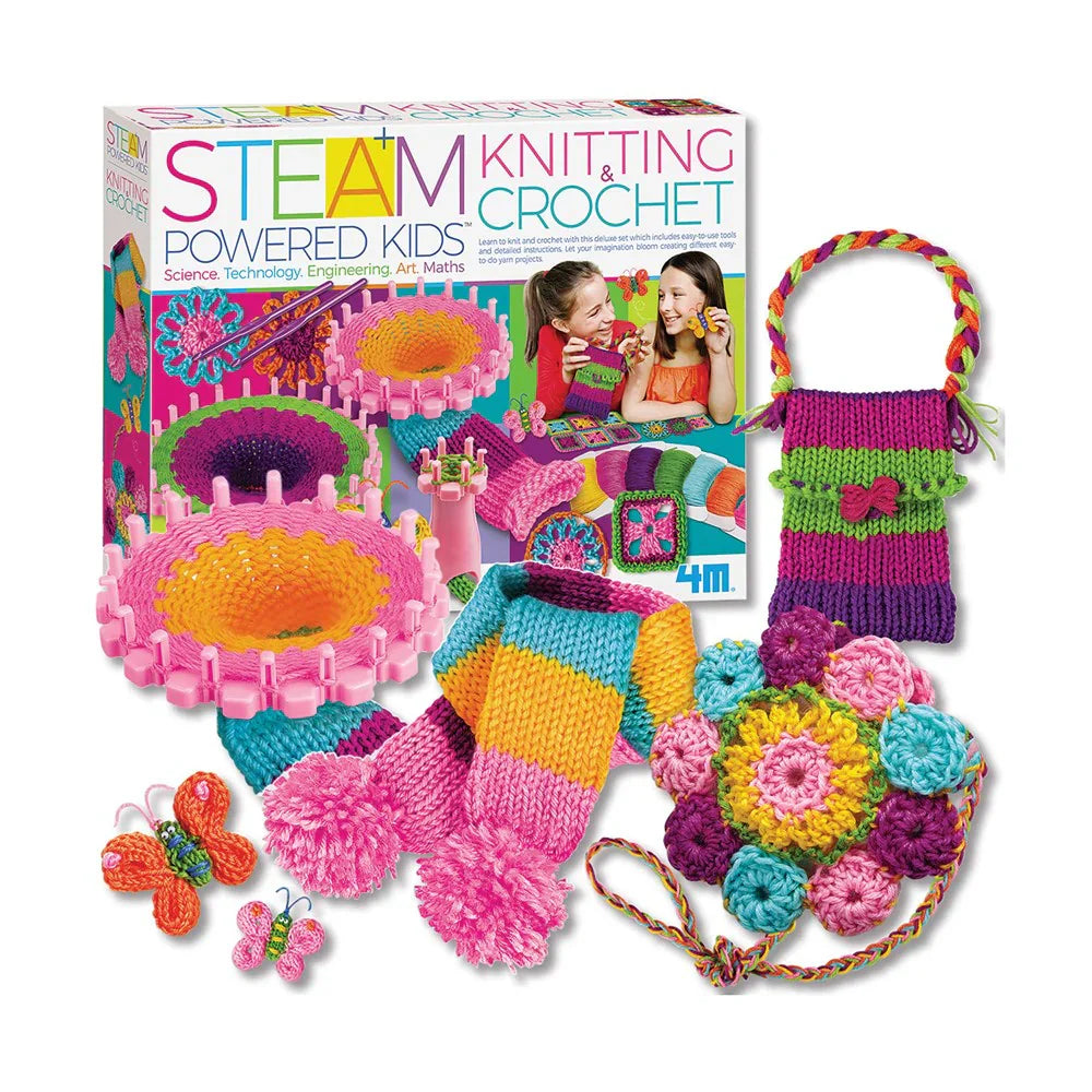 White Smoke 4M STEAM Powered Kids Knitting & Crochet Craft Kits