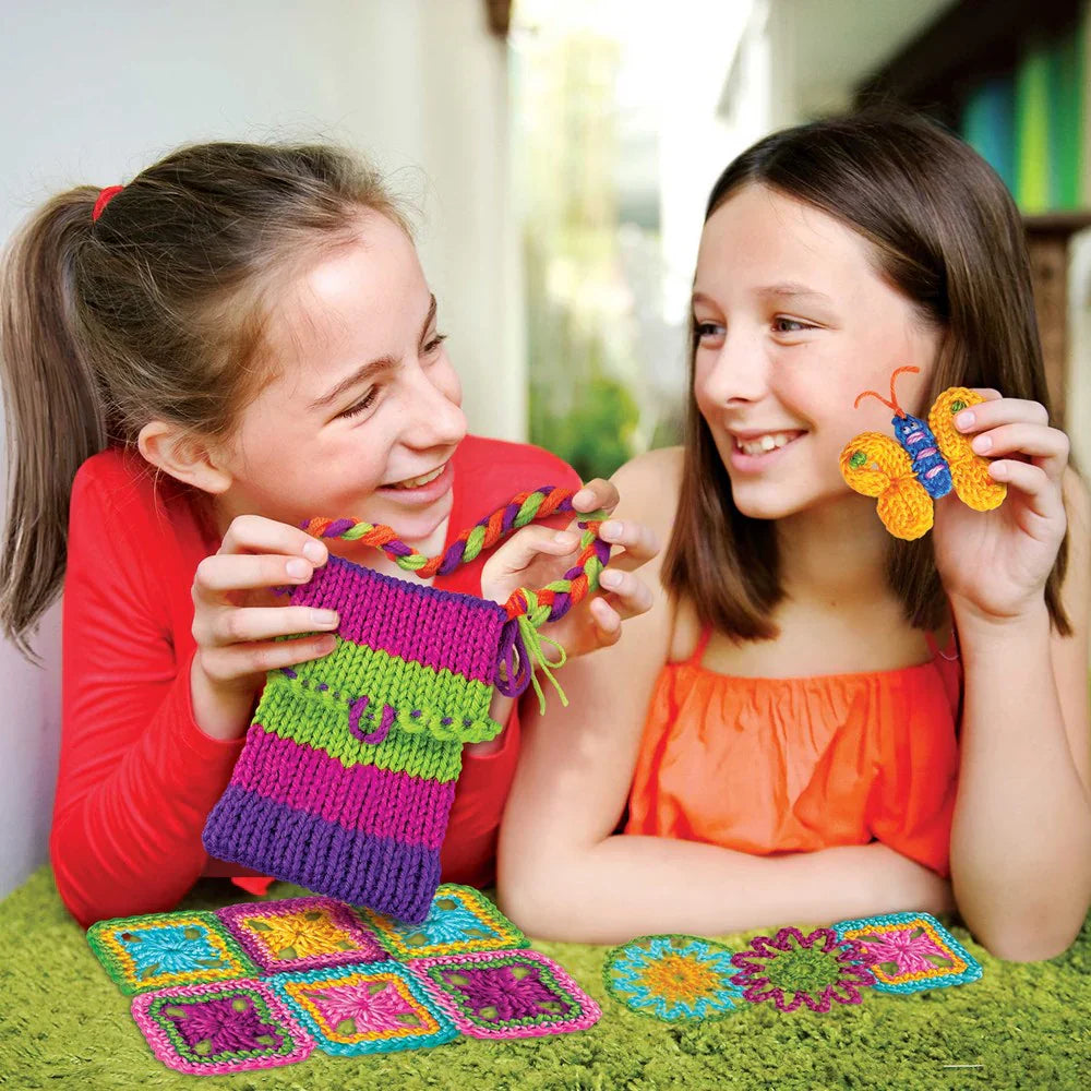Light Gray 4M STEAM Powered Kids Knitting & Crochet Craft Kits