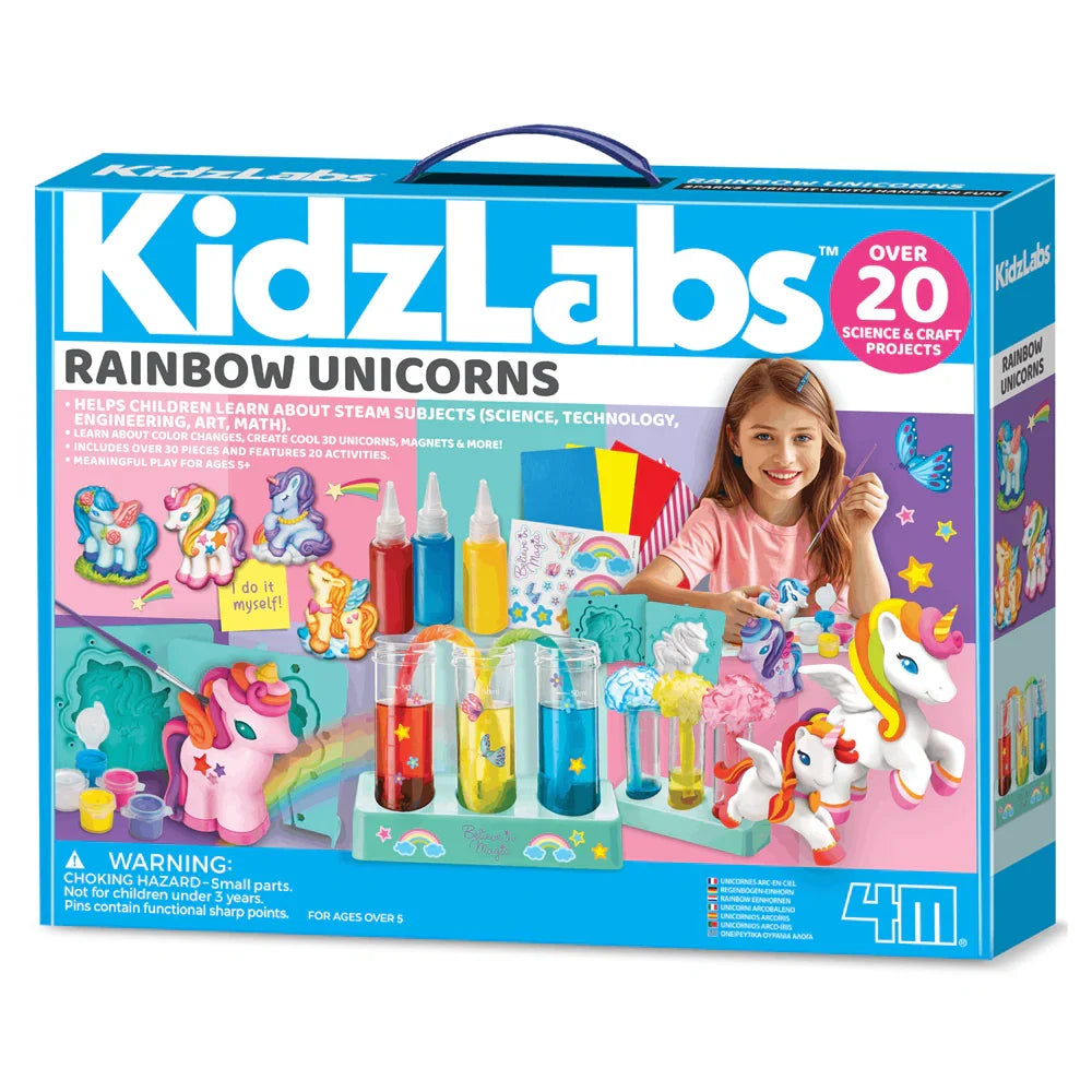 KidzLabs Rainbow Unicorns science craft kit box with unicorn project supplies