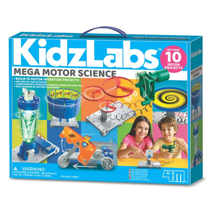 KidZLabs Mega Motor Science science kit box with 10 motor projects graphic