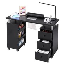 White Smoke Artiss Manicure Table Nail Desk with Built-in Dust Collector Beauty Salon Station Drawers Shelves Wrist Cushion Wheels Black Craft Storage & Lighting