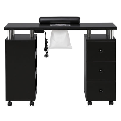 White Smoke Artiss Manicure Table Nail Desk with Built-in Dust Collector Beauty Salon Station Drawers Shelves Wrist Cushion Wheels Black Craft Storage & Lighting