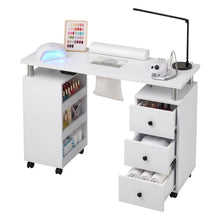 White Smoke Artiss Manicure Table Nail Desk with Built-in Dust Collector Beauty Salon Station Drawers Shelves Wrist Cushion Wheels White Craft Storage & Lighting
