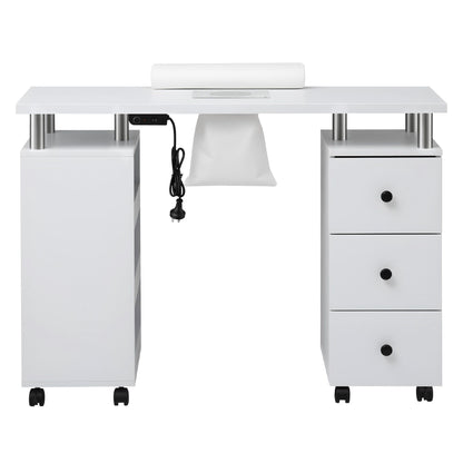 White Smoke Artiss Manicure Table Nail Desk with Built-in Dust Collector Beauty Salon Station Drawers Shelves Wrist Cushion Wheels White Craft Storage & Lighting