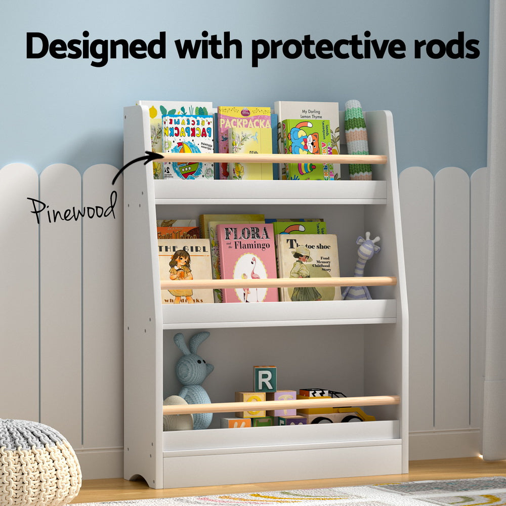 Dark Gray Keezi Kids Bookshelf 3 Tiers Storage Children Bookcase Organiser Display Shelf Baby & Kids > Kid's Furniture > Kid's Bookcases & Shelves