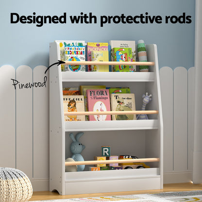 Dark Gray Keezi Kids Bookshelf 3 Tiers Storage Children Bookcase Organiser Display Shelf Baby & Kids > Kid's Furniture > Kid's Bookcases & Shelves