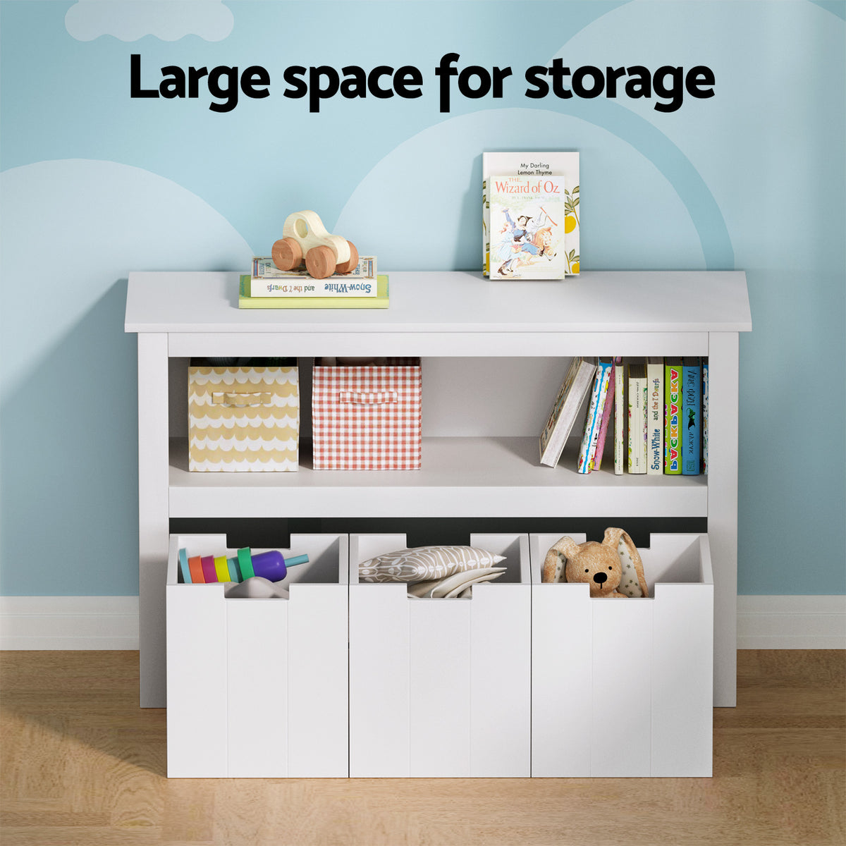Lavender Keezi Kids Bookshelf 3 Drawers Storage Children Bookcase Toy Organiser Display Baby & Kids > Kid's Furniture > Kid's Bookcases & Shelves
