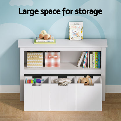 Lavender Keezi Kids Bookshelf 3 Drawers Storage Children Bookcase Toy Organiser Display Baby & Kids > Kid's Furniture > Kid's Bookcases & Shelves