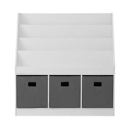 Light Gray Keezi Kids Bookshelf 4 Tiers Magazine Rack Toy Box Organiser Storage Display Shelf Baby & Kids > Kid's Furniture > Kid's Bookcases & Shelves