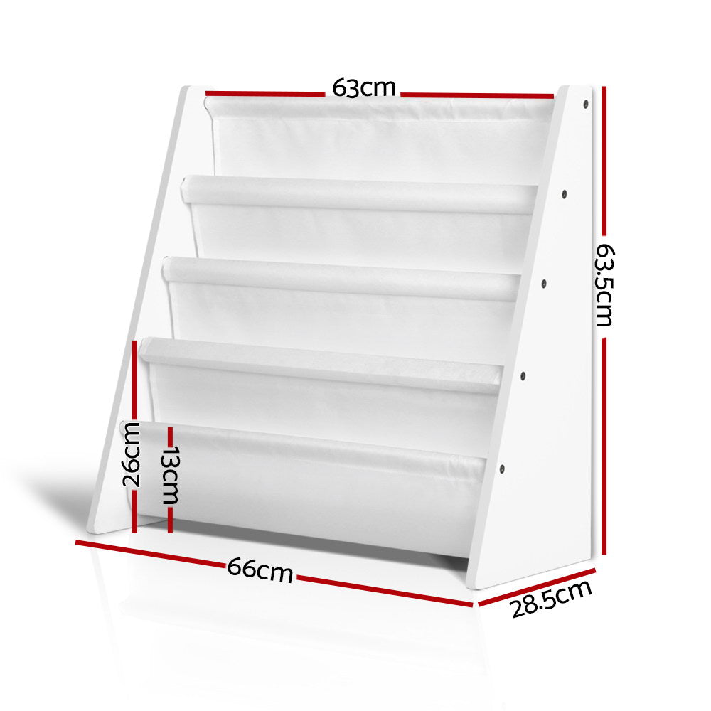White Smoke Keezi 4 Tiers Kids Bookshelf Magazine Shelf Children Bookcase Rack Organiser Baby & Kids > Kid's Furniture > Kid's Bookcases & Shelves