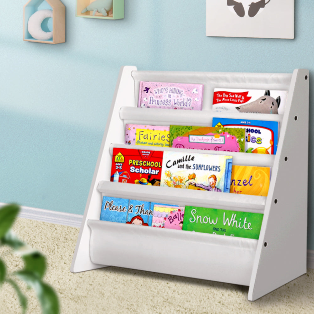 Light Gray Keezi 4 Tiers Kids Bookshelf Magazine Shelf Children Bookcase Rack Organiser Baby & Kids > Kid's Furniture > Kid's Bookcases & Shelves