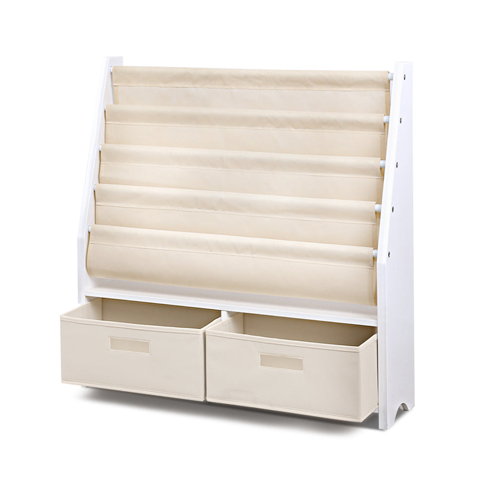 Light Gray Keezi 4 Tiers Kids Bookshelf Magazine Rack Children Bookcase Organiser Drawer Baby & Kids > Kid's Furniture > Kid's Bookcases & Shelves