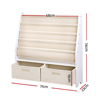 White Smoke Keezi 4 Tiers Kids Bookshelf Magazine Rack Children Bookcase Organiser Drawer Baby & Kids > Kid's Furniture > Kid's Bookcases & Shelves
