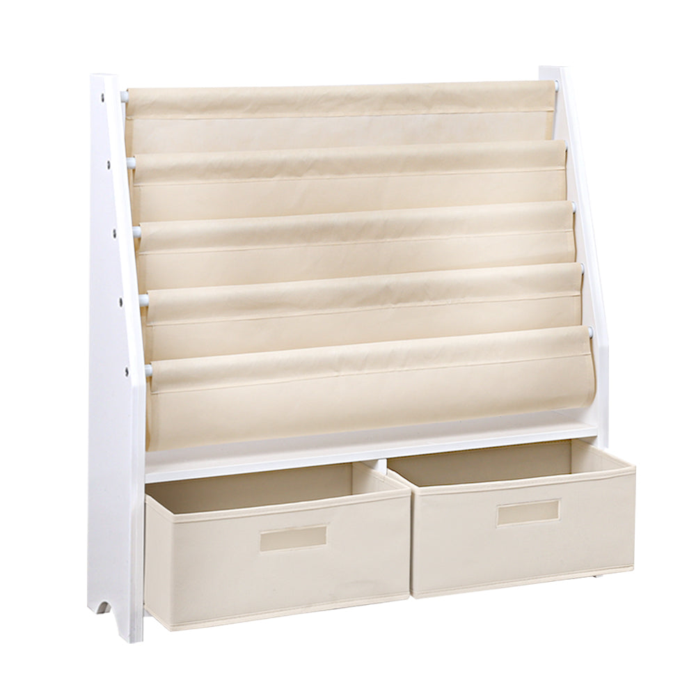 Light Gray Keezi 4 Tiers Kids Bookshelf Magazine Rack Children Bookcase Organiser Drawer Baby & Kids > Kid's Furniture > Kid's Bookcases & Shelves