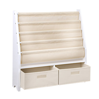 Light Gray Keezi 4 Tiers Kids Bookshelf Magazine Rack Children Bookcase Organiser Drawer Baby & Kids > Kid's Furniture > Kid's Bookcases & Shelves