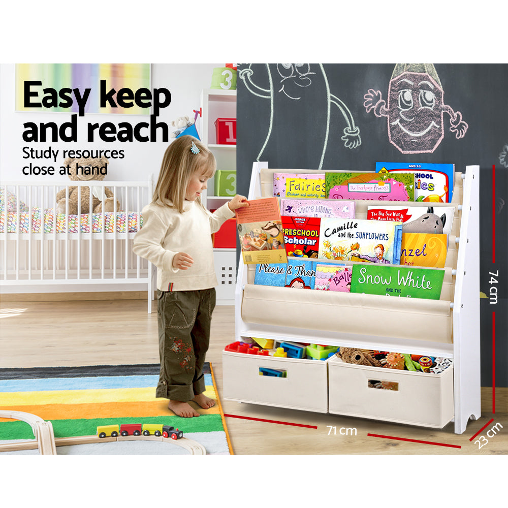 Gray Keezi 4 Tiers Kids Bookshelf Magazine Rack Children Bookcase Organiser Drawer Baby & Kids > Kid's Furniture > Kid's Bookcases & Shelves