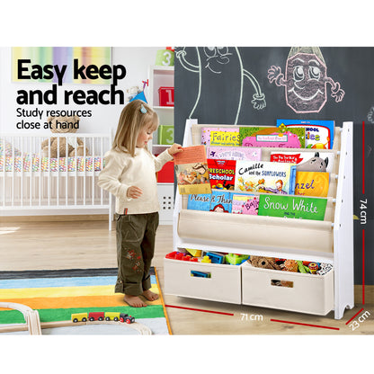 Gray Keezi 4 Tiers Kids Bookshelf Magazine Rack Children Bookcase Organiser Drawer Baby & Kids > Kid's Furniture > Kid's Bookcases & Shelves