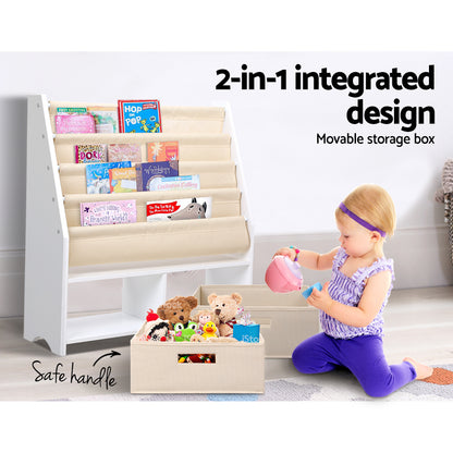 White Smoke Keezi 4 Tiers Kids Bookshelf Magazine Rack Children Bookcase Organiser Drawer Baby & Kids > Kid's Furniture > Kid's Bookcases & Shelves