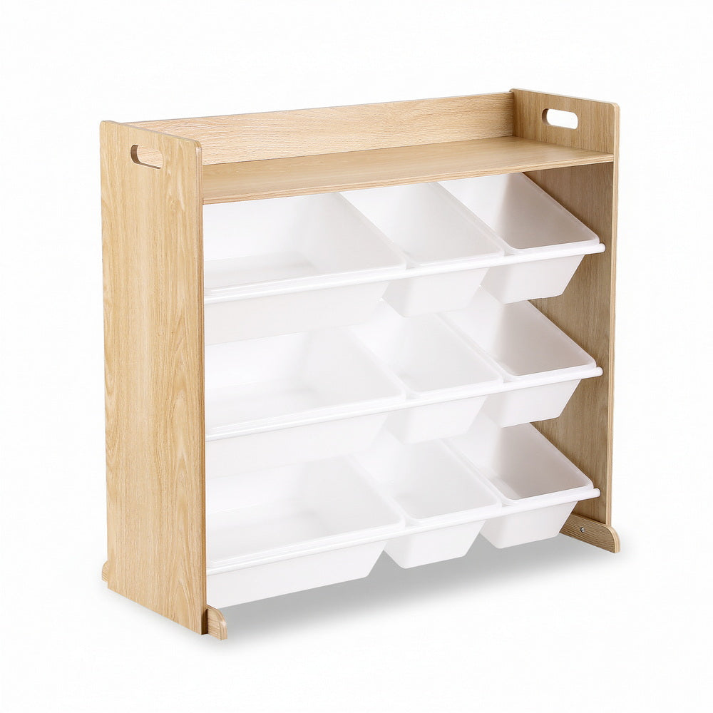 White Smoke Keezi Kids Toy Box 9 Bins Bookshelf Organiser Display Shelf Storage Rack Wooden Baby & Kids > Kid's Furniture > Toy Boxes