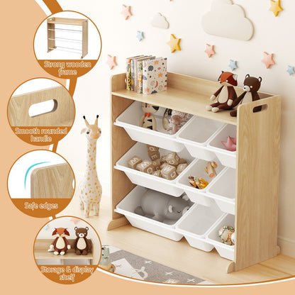 Seashell Keezi Kids Toy Box 9 Bins Bookshelf Organiser Display Shelf Storage Rack Wooden Baby & Kids > Kid's Furniture > Toy Boxes