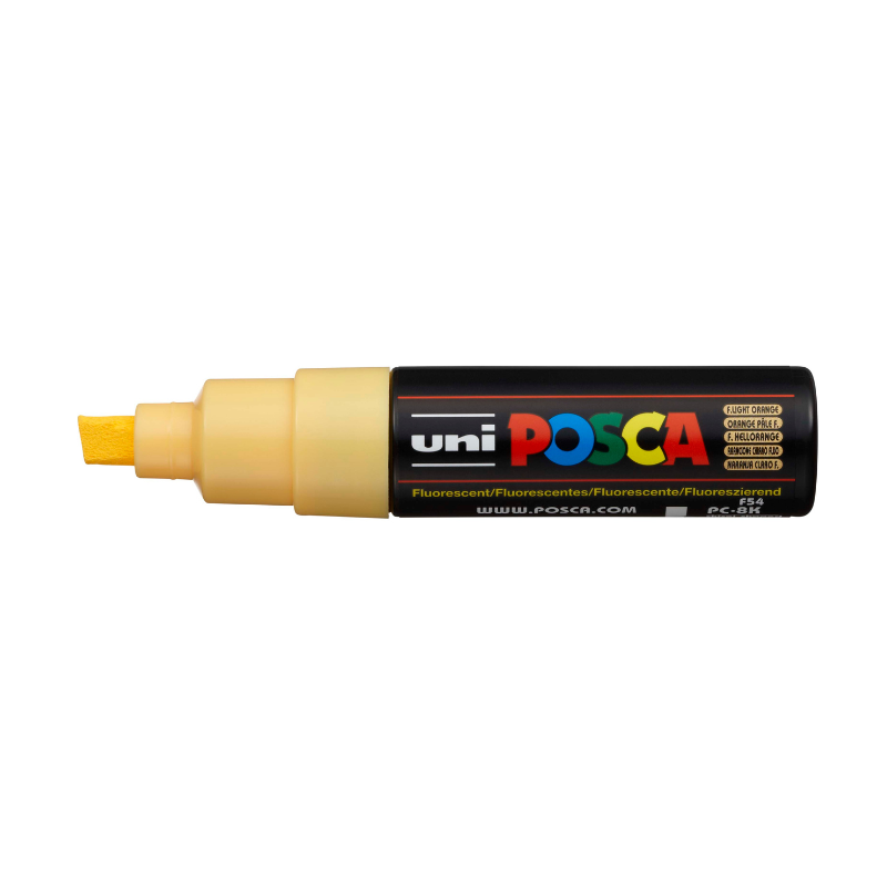 White Smoke Posca PC 8K Bold Chisel Tip Paint Marker, Fluoro Light Orange Paint Markers