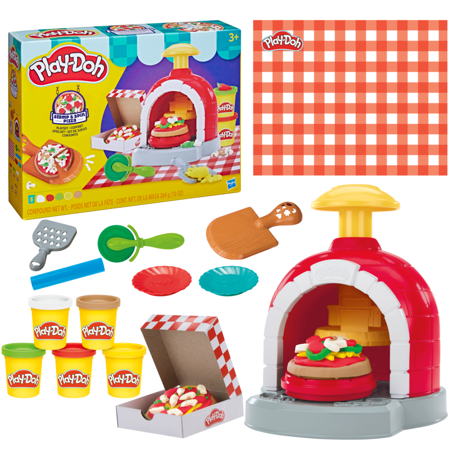 Black Play-Doh Stamp & Spin Pizza Playset Kids Clay, Dough & Modelling