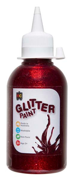 White Smoke EC Glitter Paint 250ml Red Kids Paints