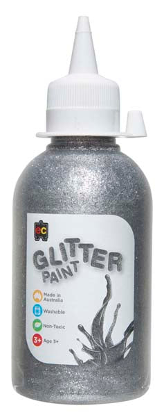 White Smoke EC Glitter Paint 250ml Silver Kids Paints