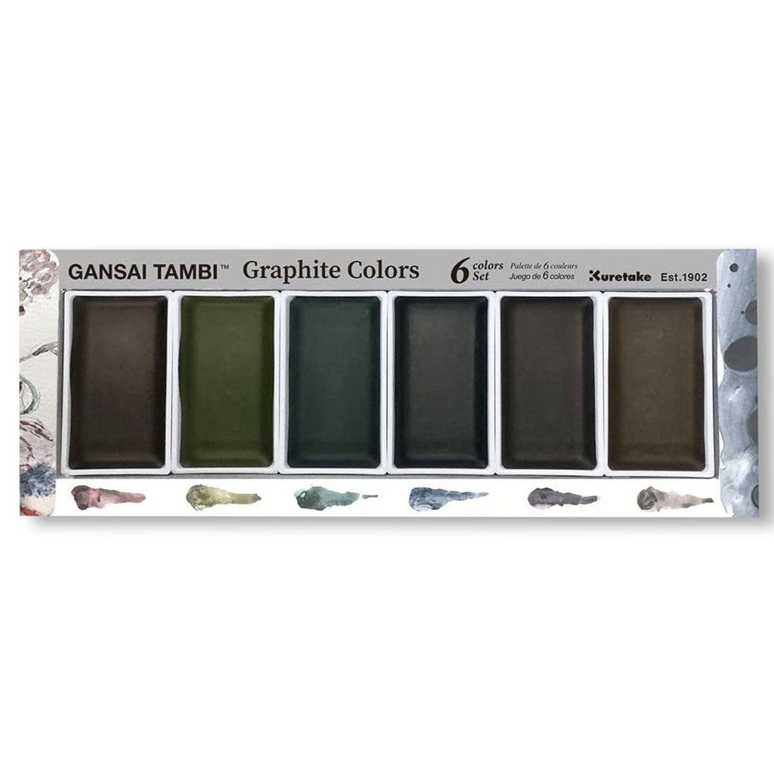Dark Slate Gray Kuretake Gansai Tambi Graphite Colours Watercolour Set – 6 Colours Watercolour Paint