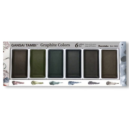 Dark Slate Gray Kuretake Gansai Tambi Graphite Colours Watercolour Set – 6 Colours Watercolour Paint