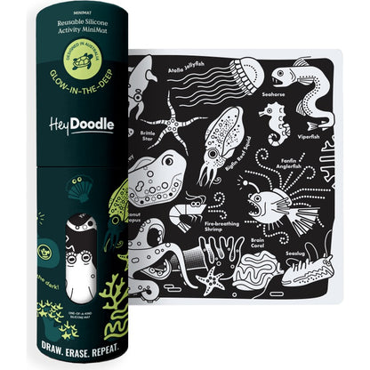 White Smoke HeyDoodle Glow-in-the-Deep Mini Colouring & Doodle Mat, A4 Kids Colouring Books