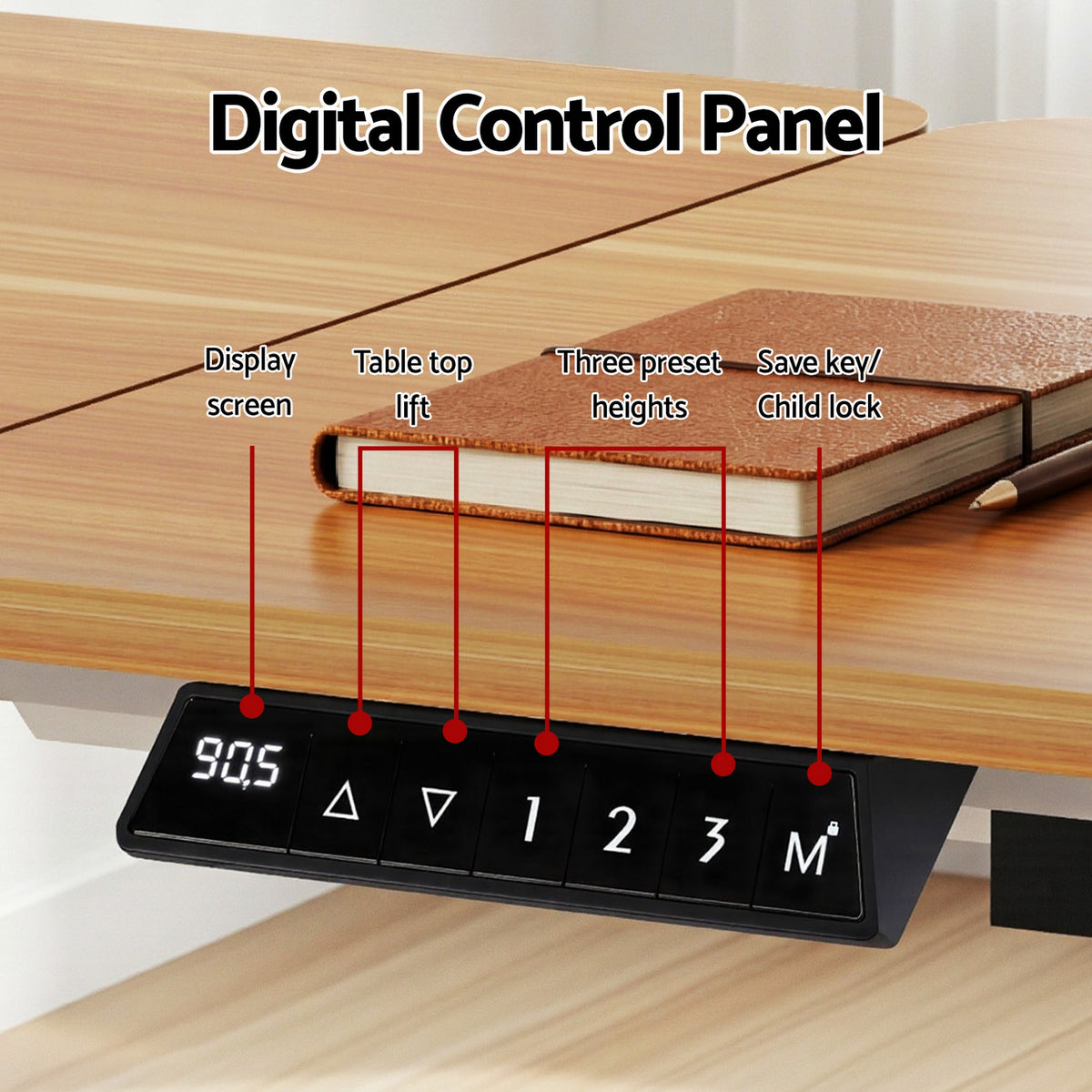 Tan "Artiss" Electric Adjustable Standing Desk, Melamine Desks & Workstations