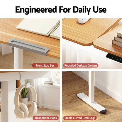 White Smoke "Artiss" Electric Adjustable Standing Desk, Melamine Desks & Workstations