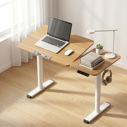 White Smoke "Artiss" Electric Adjustable Standing Desk, Melamine Desks & Workstations