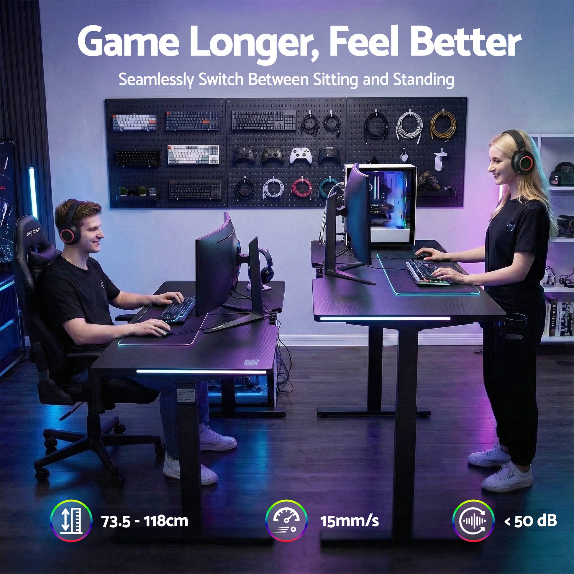 Black "Artiss" Electric Adjustable Standing Desk, Black, 140cm Desks & Workstations