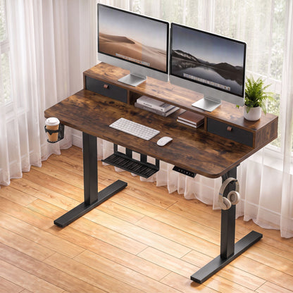 Lavender Artiss Electric Standing Desk Height Adjustable Home Office 120cm Rustic Brown Furniture > Office > Desks