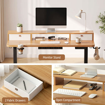 Light Gray Artiss Electric Standing Desk Height Adjustable Home Office 120cm Oak Furniture > Office > Desks