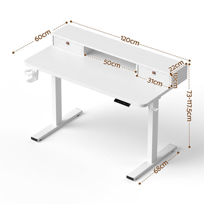 White Smoke Artiss Electric Standing Desk Height Adjustable Home Office 120cm White Furniture > Office > Desks