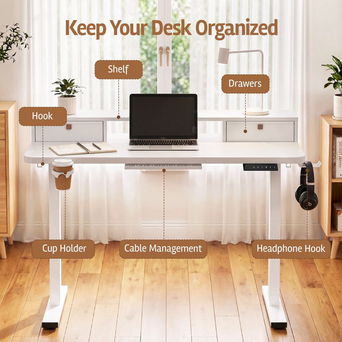 Light Gray Artiss Electric Standing Desk Height Adjustable Home Office 120cm White Furniture > Office > Desks