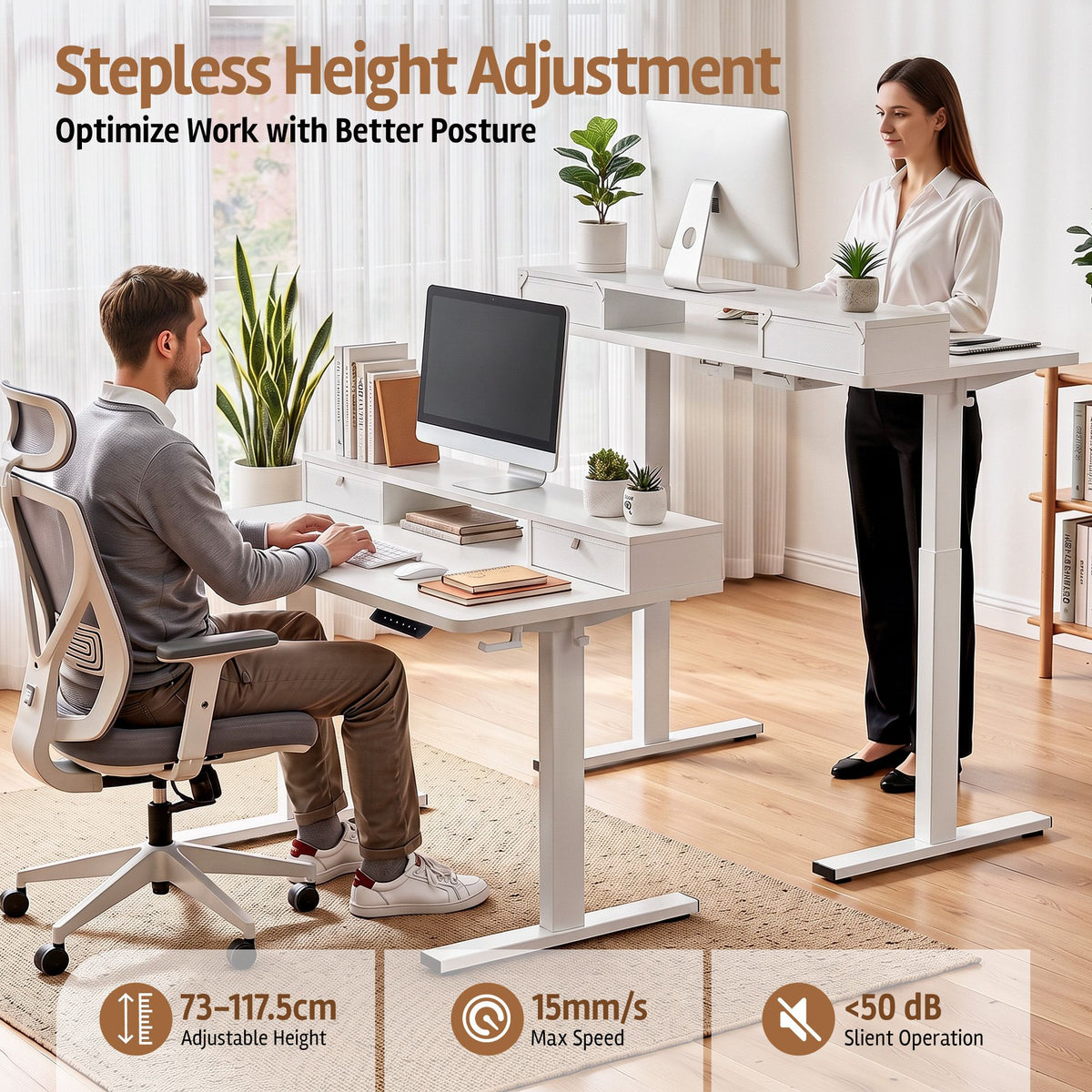 Lavender Artiss Electric Standing Desk Height Adjustable Home Office 120cm White Furniture > Office > Desks