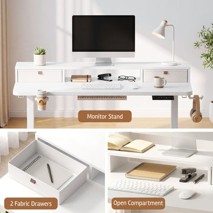 Light Gray Artiss Electric Standing Desk Height Adjustable Home Office 120cm White Furniture > Office > Desks