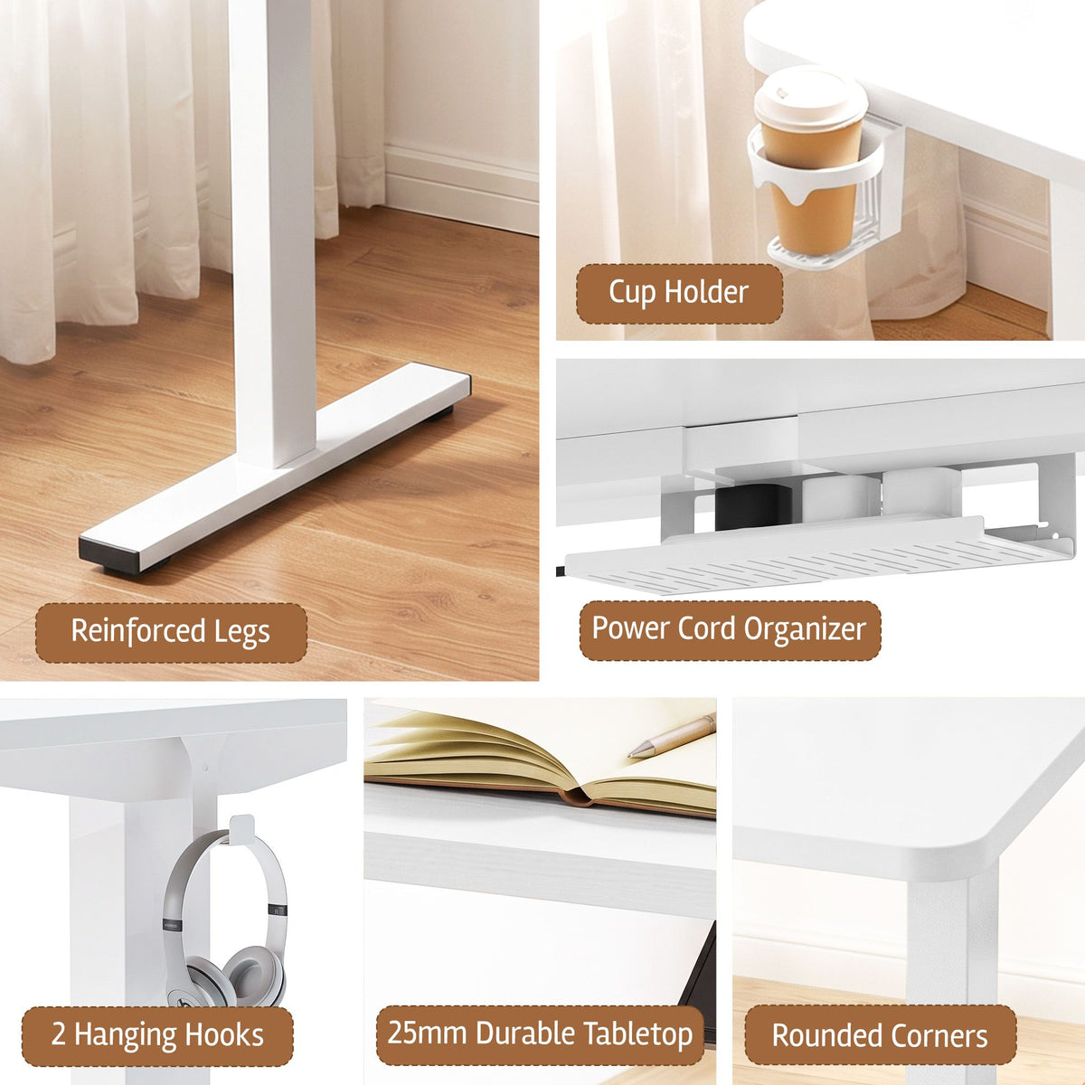 White Smoke Artiss Electric Standing Desk Height Adjustable Home Office 120cm White Furniture > Office > Desks