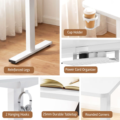 White Smoke Artiss Electric Standing Desk Height Adjustable Home Office 120cm White Furniture > Office > Desks