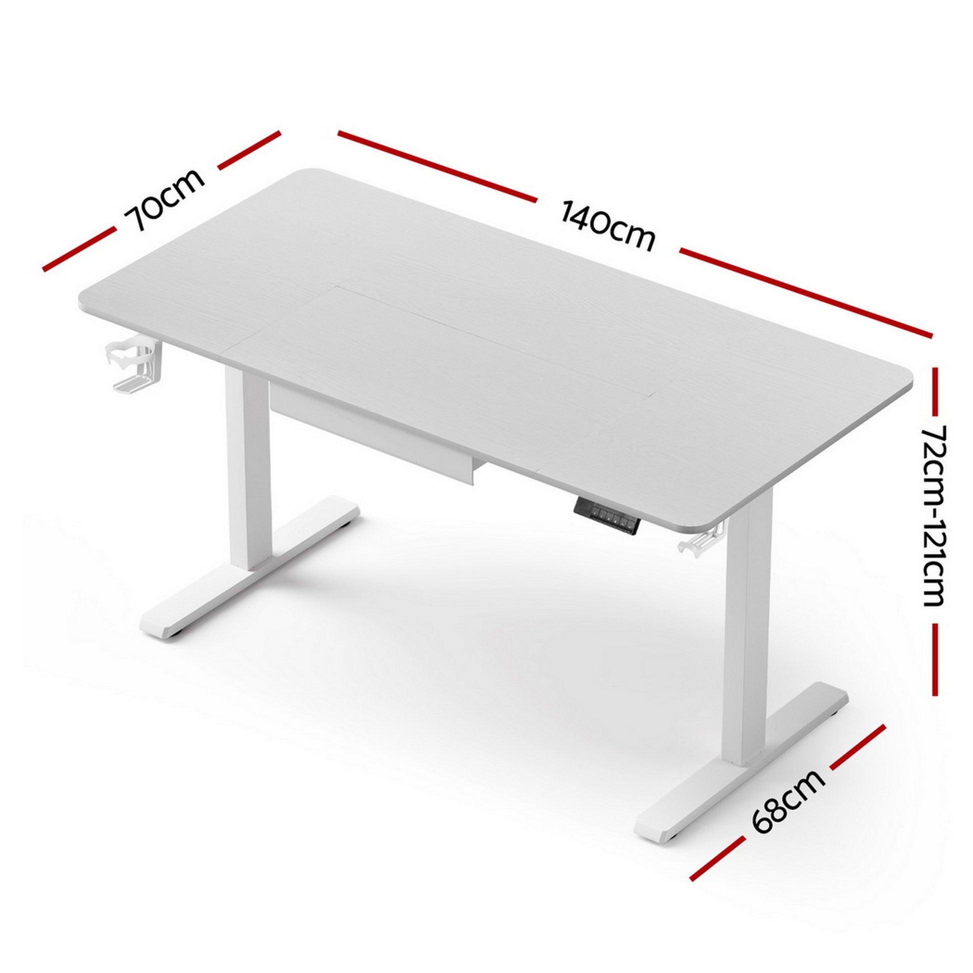 White Smoke "Artiss" Electric Adjustable Standing Desk, White, 140cm Desks & Workstations