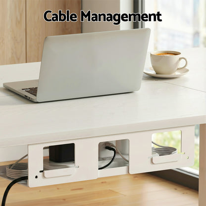 Light Gray "Artiss" Electric Adjustable Standing Desk, White, 140cm Desks & Workstations