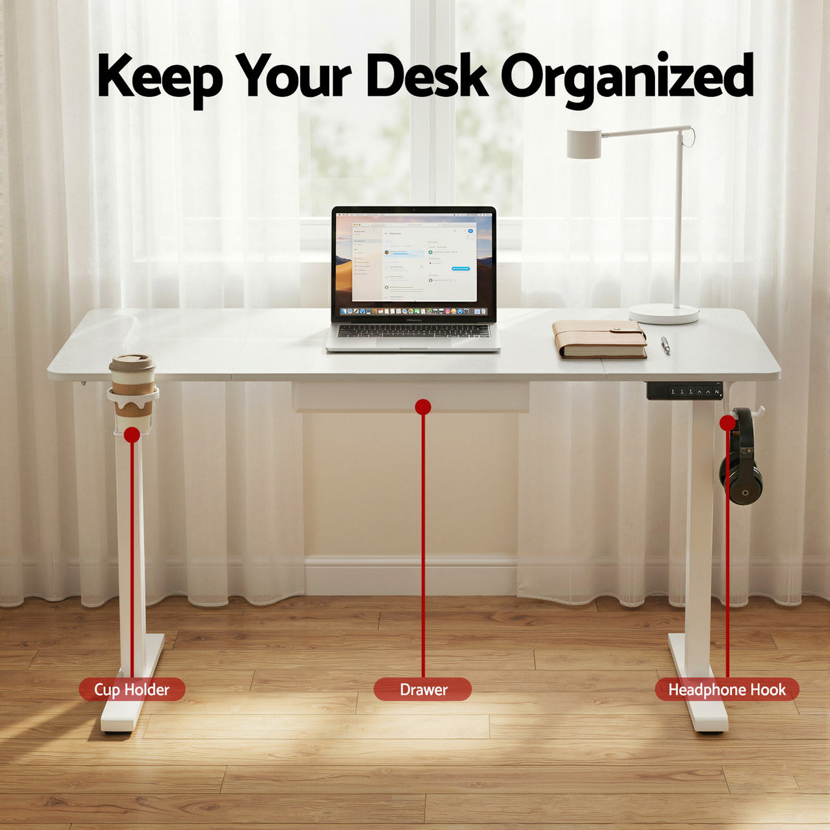 Lavender "Artiss" Electric Adjustable Standing Desk, White, 140cm Desks & Workstations