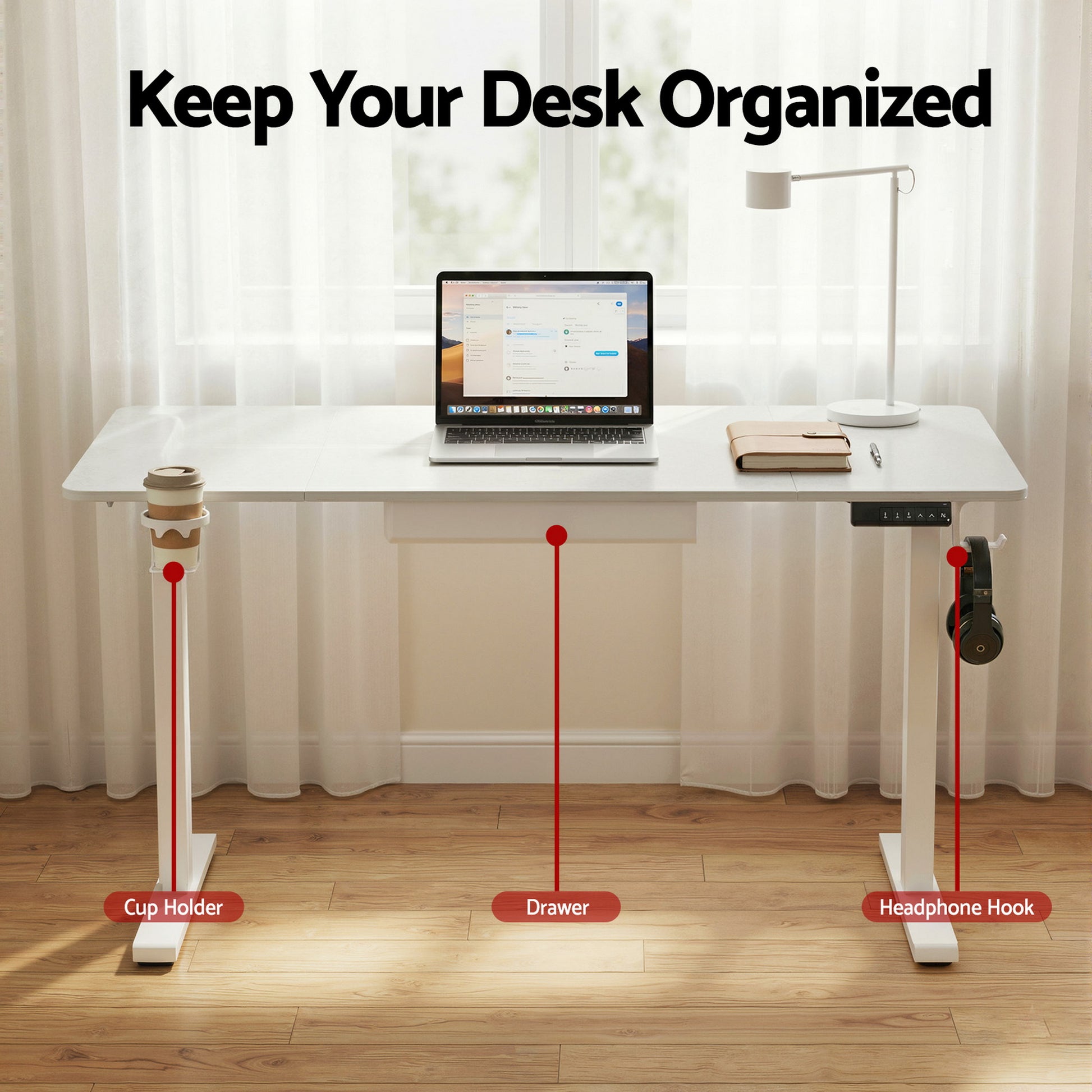 Lavender "Artiss" Electric Adjustable Standing Desk, White, 140cm Desks & Workstations