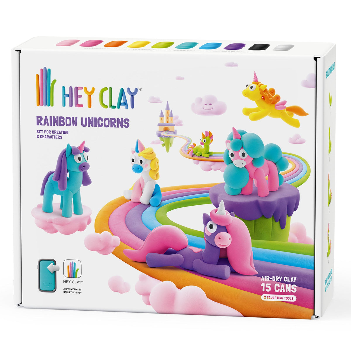 Lavender Hey Clay Rainbow Unicorns Playdoh & Moulding