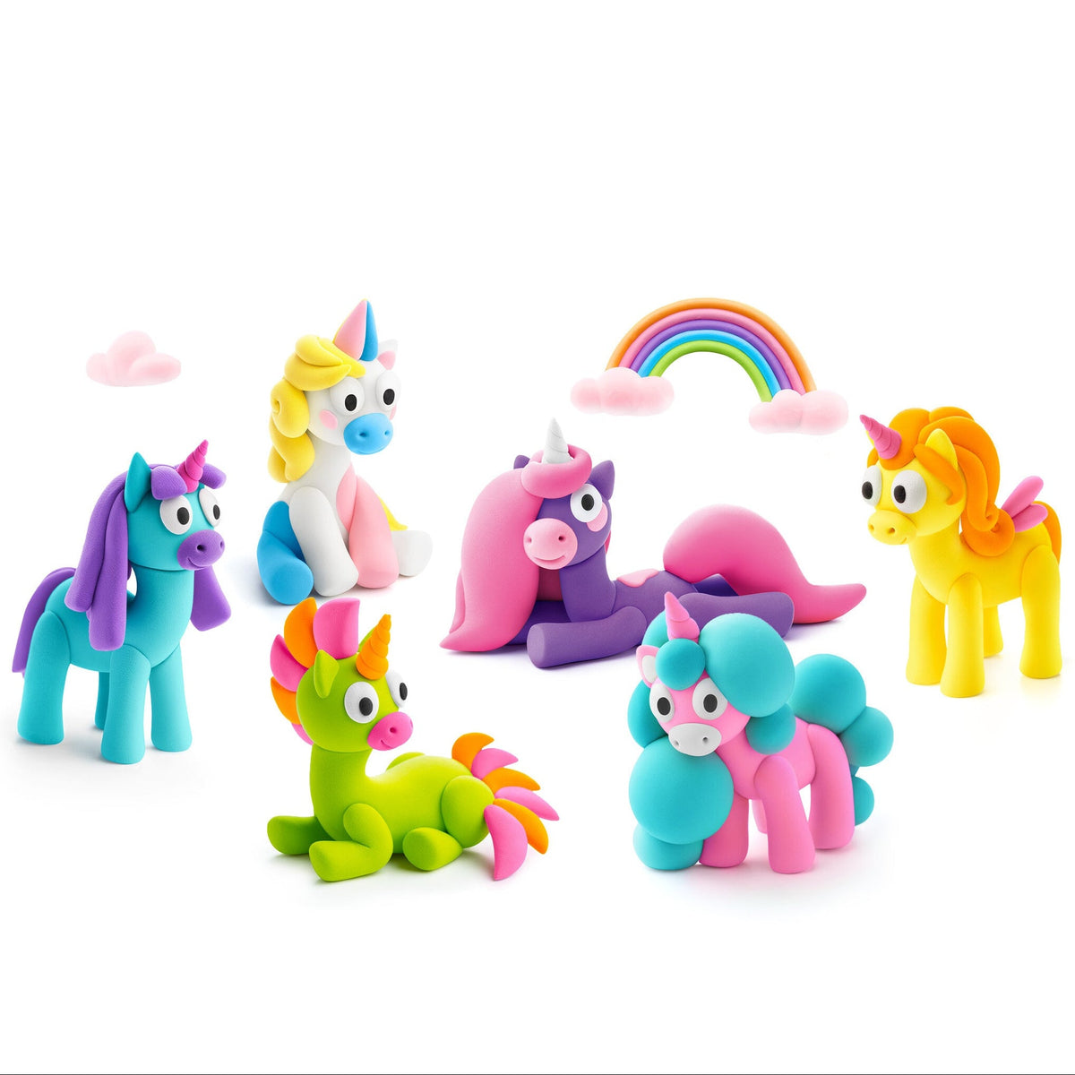 White Smoke Hey Clay Rainbow Unicorns Playdoh & Moulding
