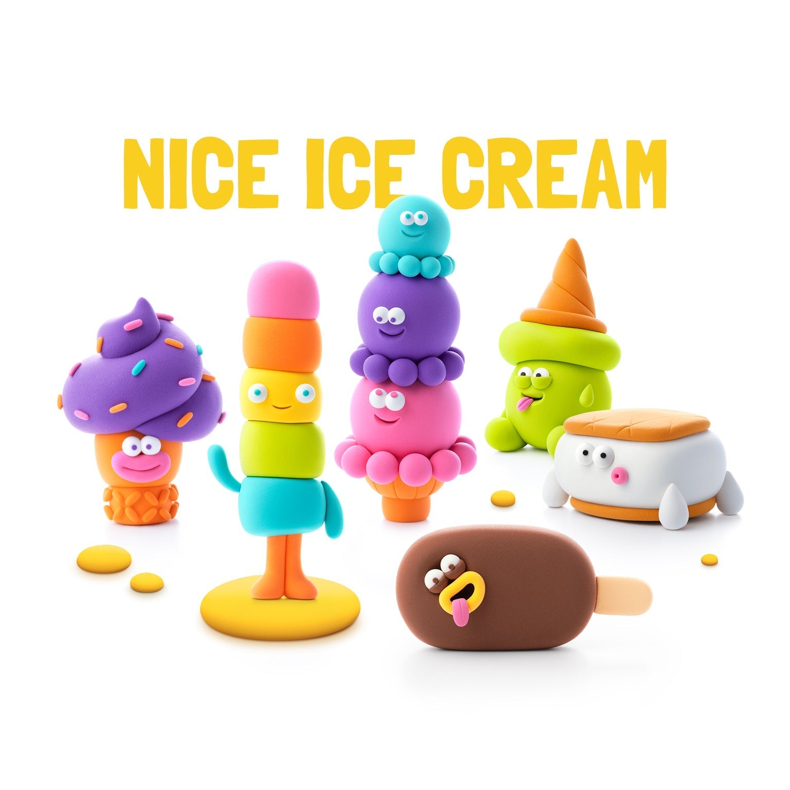 White Smoke Hey Clay Nice Ice Cream Set Playdoh & Moulding